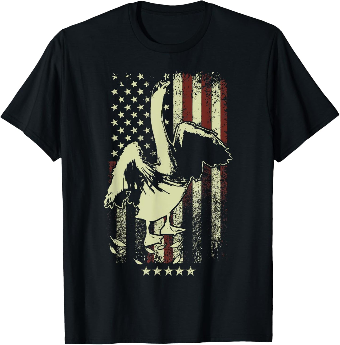 USA American Flag Hunters - Hunting Mute Swan Bird T-Shirt - T-Shirt | Black