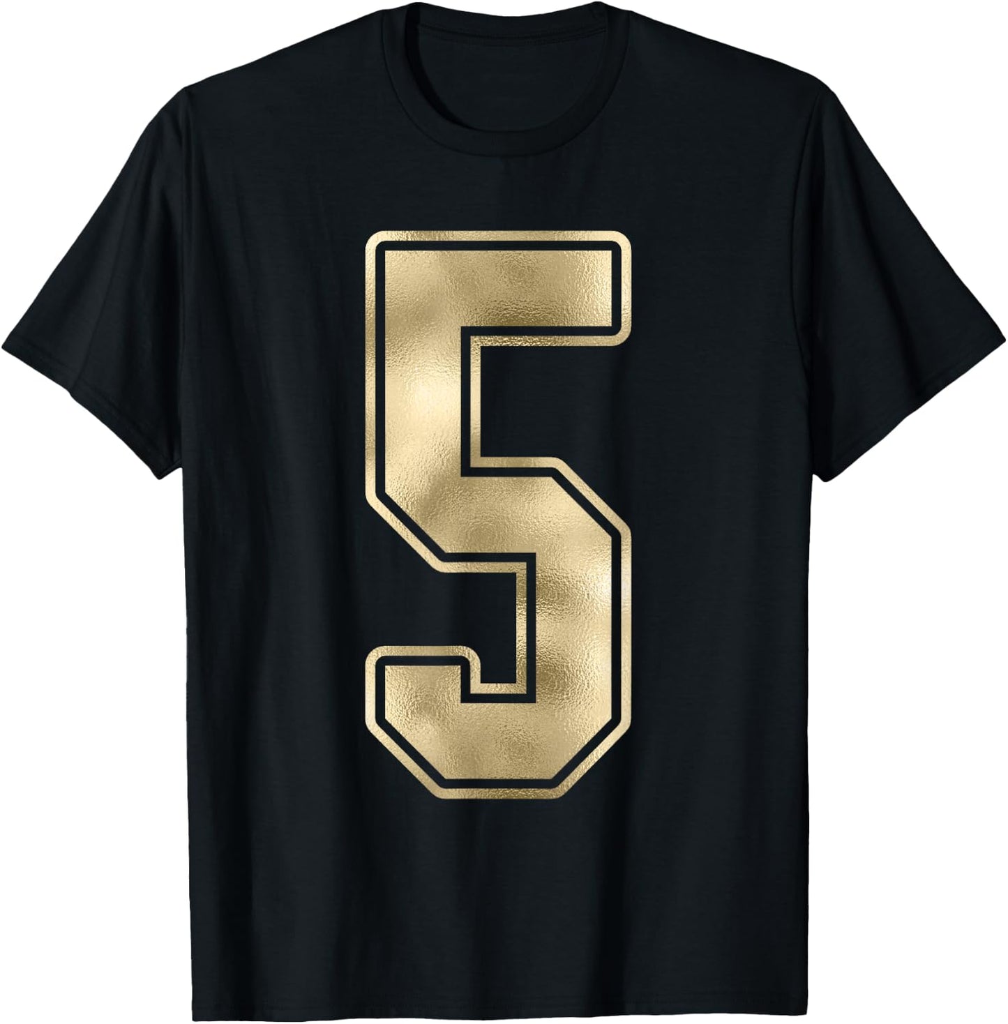 #5 Number 5 Sports Fan Jersey Style T-Shirt - T-Shirt | Black