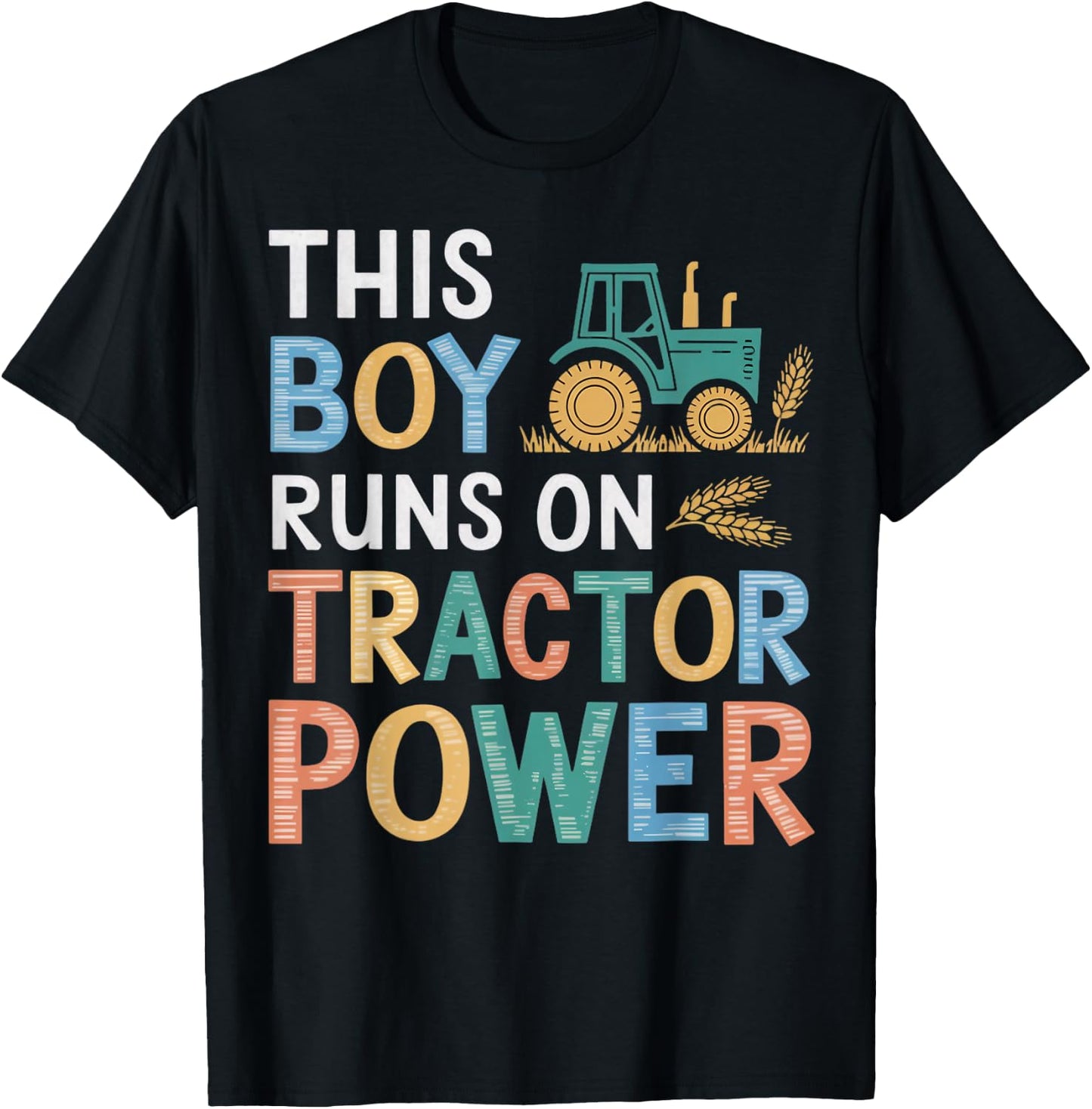 Boy Runs On Tractor Farmer Agriculture Farming Farm Tractor T-Shirt - T-Shirt | Black