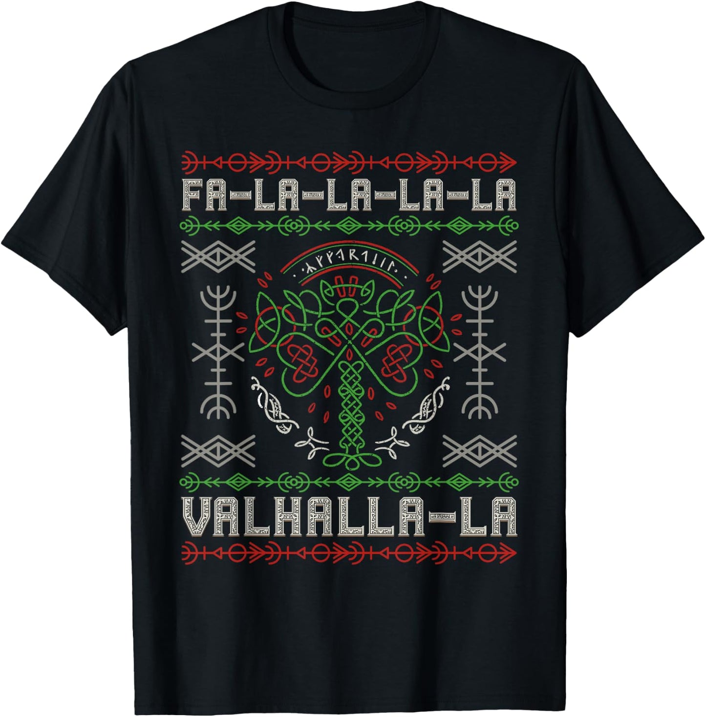 Norse Mythology - Viking Yule - Yggdrasil Christmas Tree T-Shirt - T-Shirt | Black