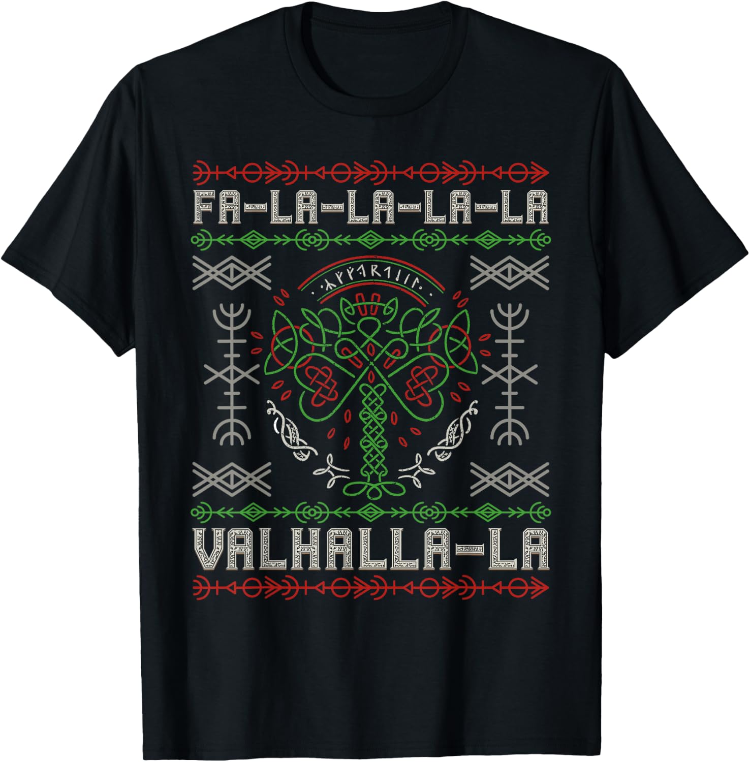 Norse Mythology - Viking Yule - Yggdrasil Christmas Tree T-Shirt - T-Shirt | Black