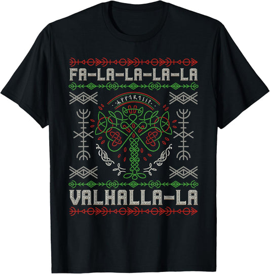 Norse Mythology - Viking Yule - Yggdrasil Christmas Tree T-Shirt - T-Shirt | Black
