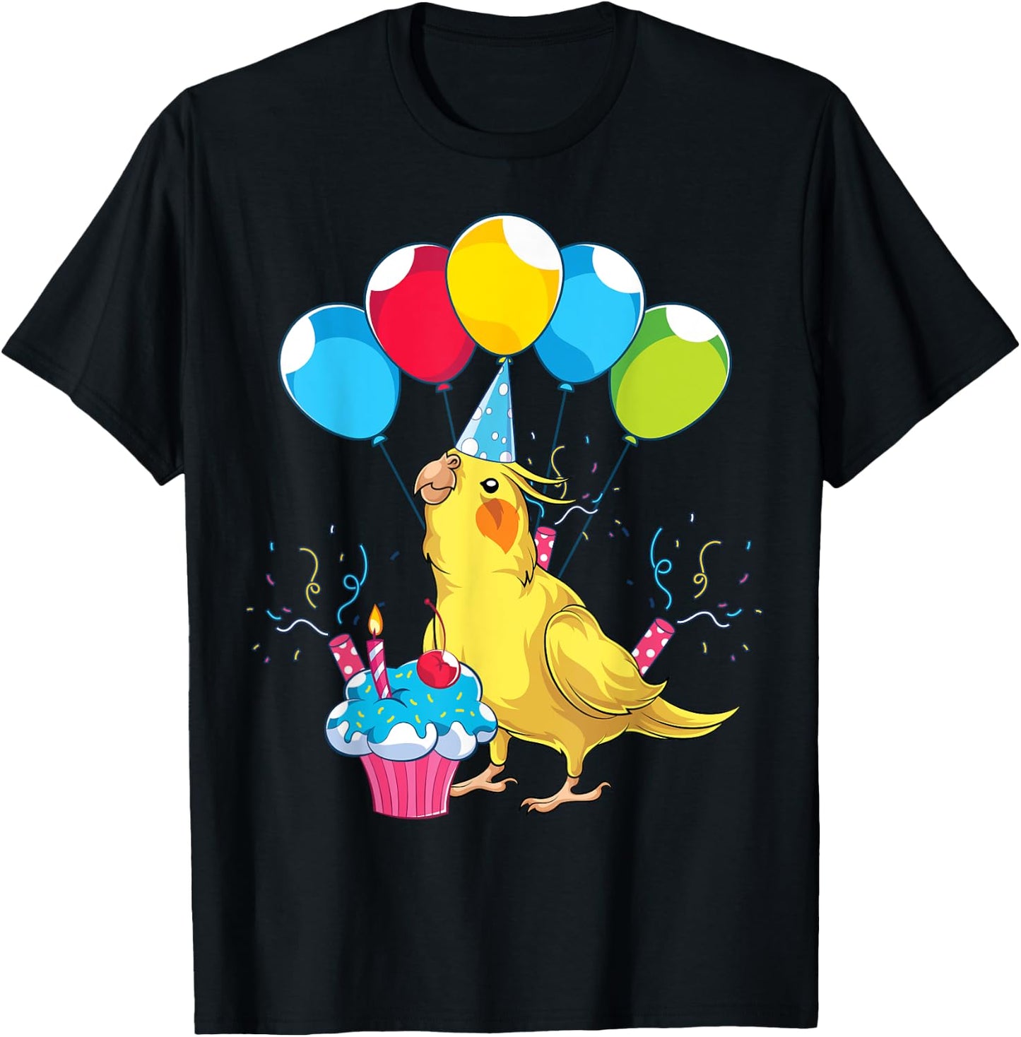 Bird Lover Birthday Party Animal Lover Parrot Cute Cockatiel T-Shirt - T-Shirt | Black