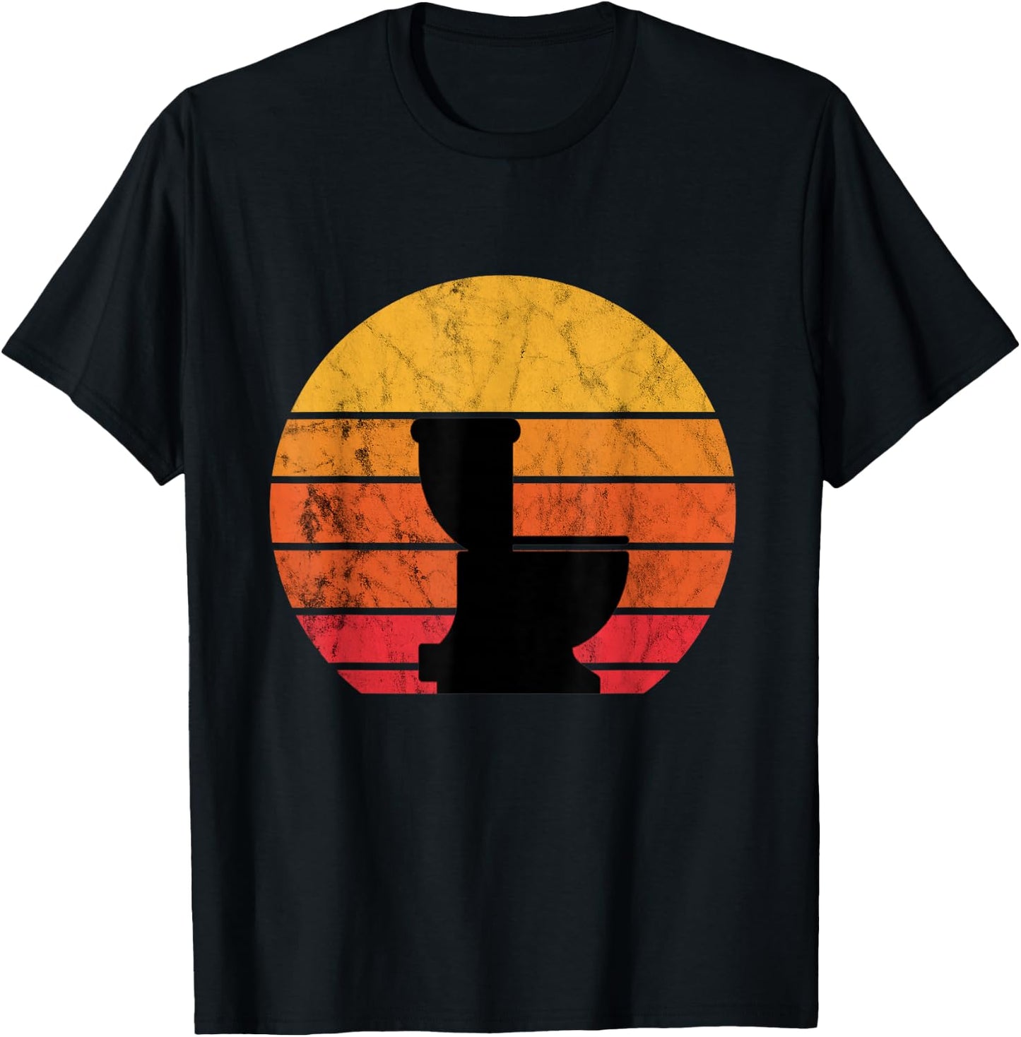 Toilet bowl plumber retro sunset pipefitter plumbing T-Shirt - T-Shirt | Black