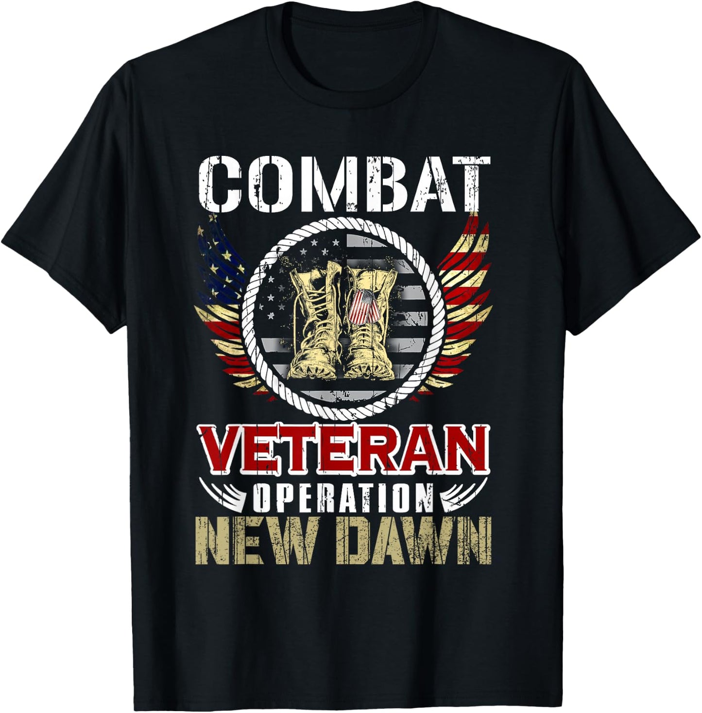 Combat Veteran New Dawn American Military T-Shirt - T-Shirt | Black