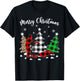 Leopard Buffalo Plaid Matching Cornhole Christmas Pajama T-Shirt - T-Shirt | Black