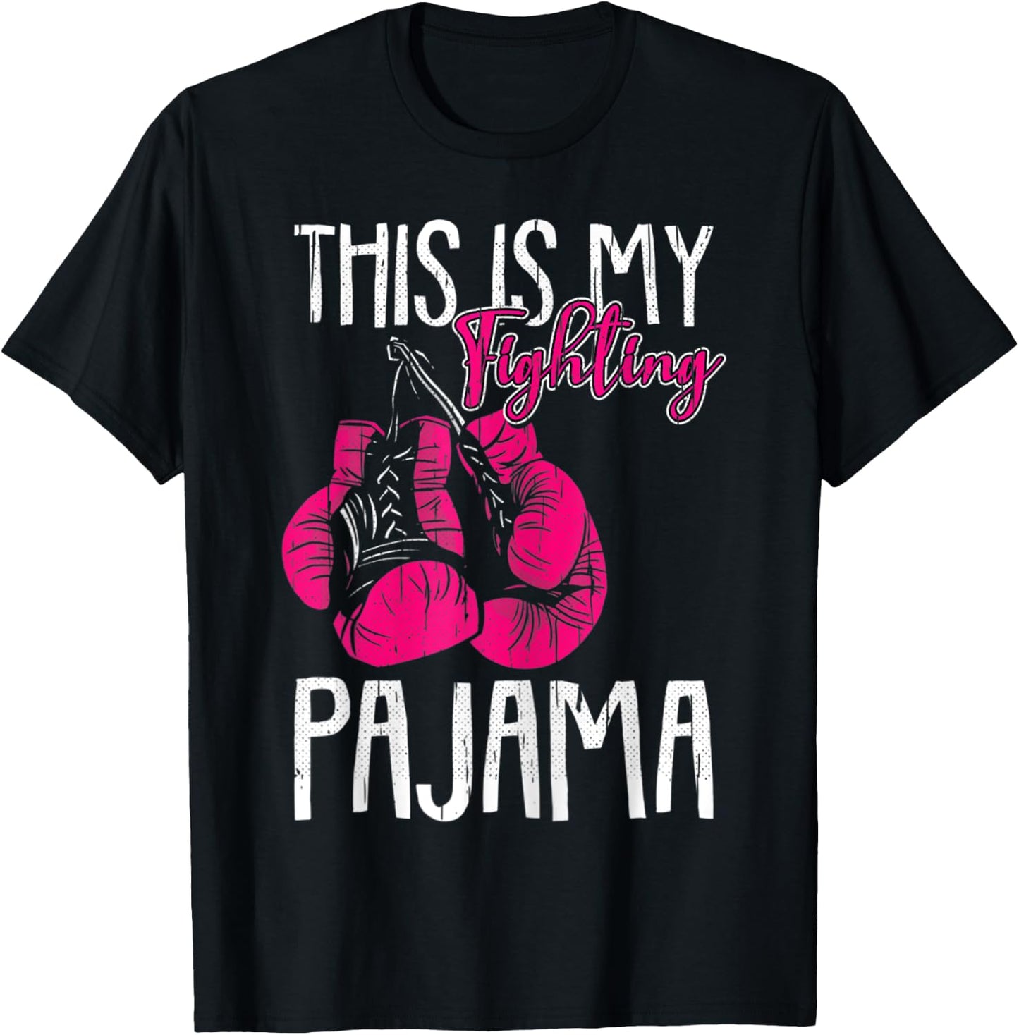 My Fighting Pajama Breast Cancer Awareness Ribbon T-Shirt - T-Shirt | Black