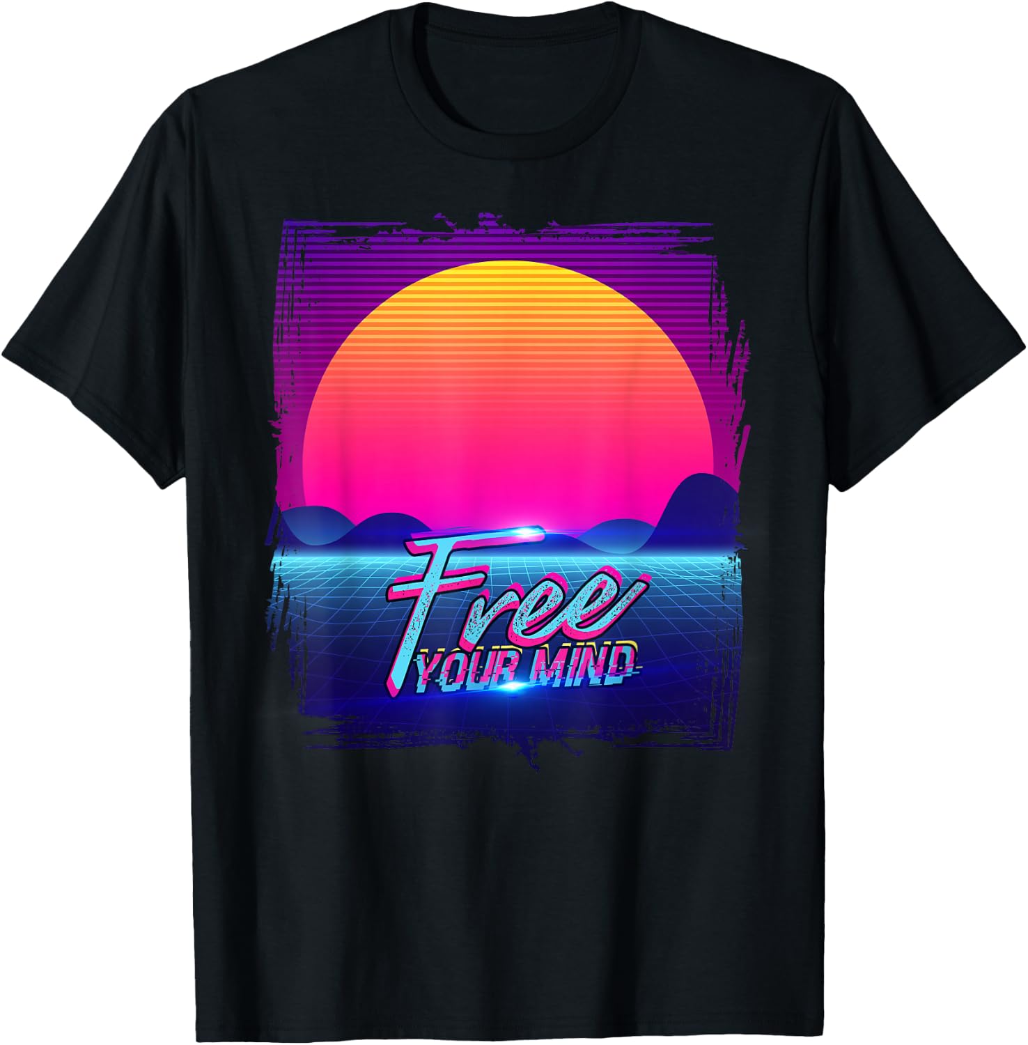 Free Your Mind Aesthetic Vaporwave Art T-Shirt - T-Shirt | Black