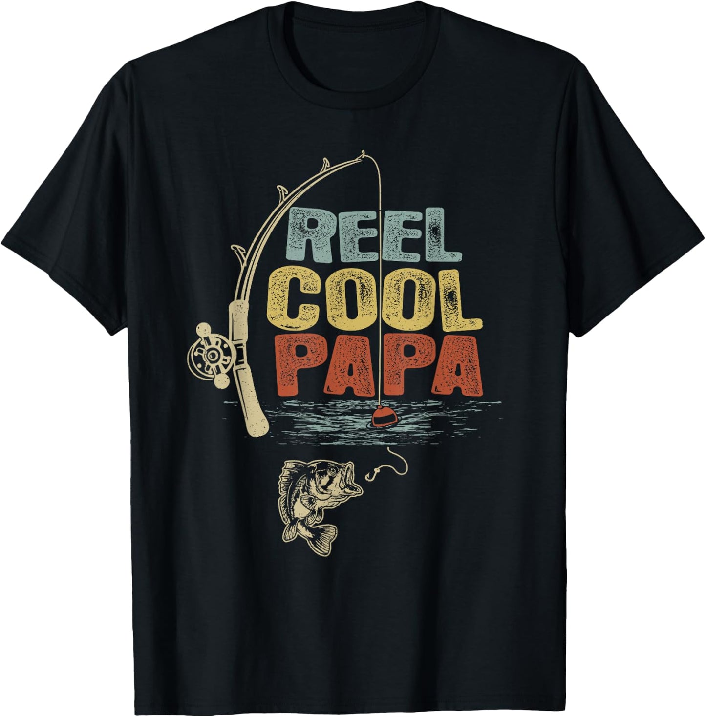 Funny Fisherman Vintage Reel Cool Papa T-Shirt - T-Shirt | Black