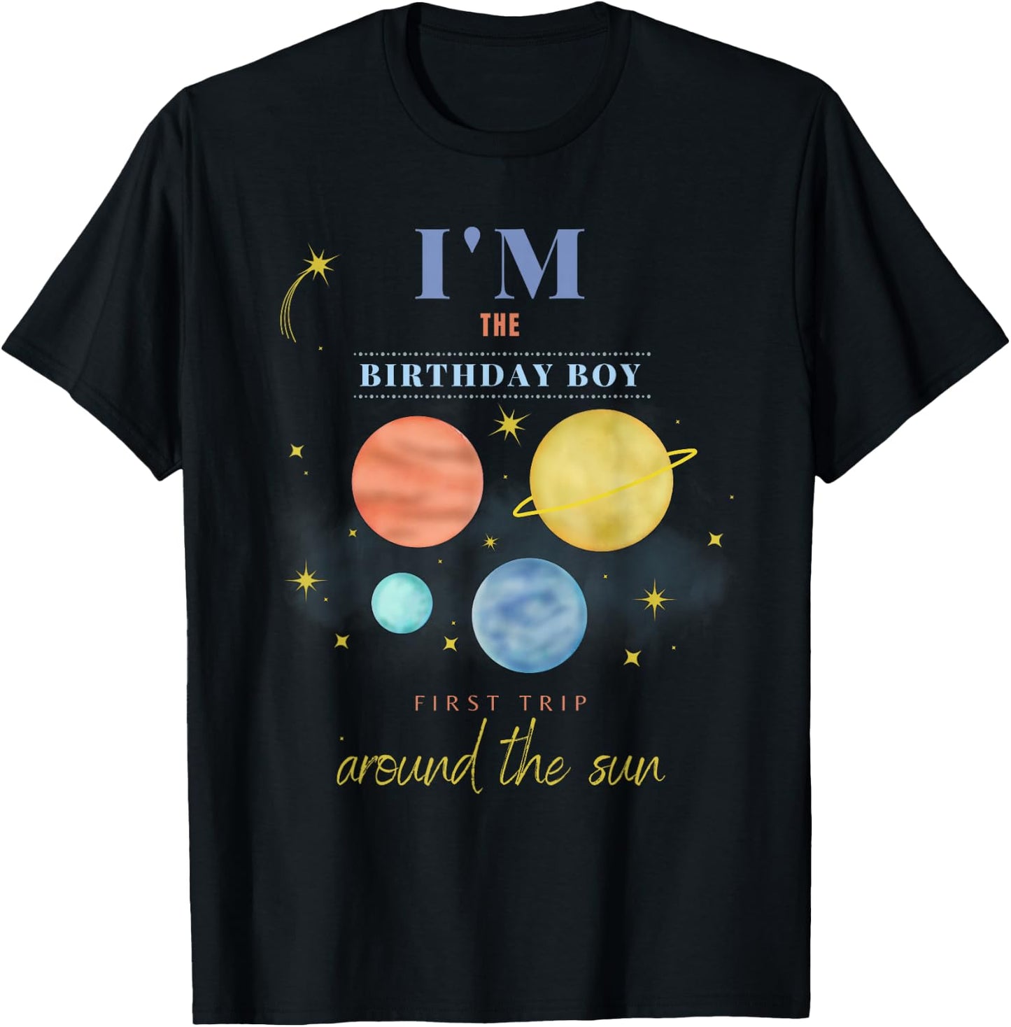 Birthday Boy First Trip Around The Sun Space 1st Bday T-Shirt - T-Shirt | Black