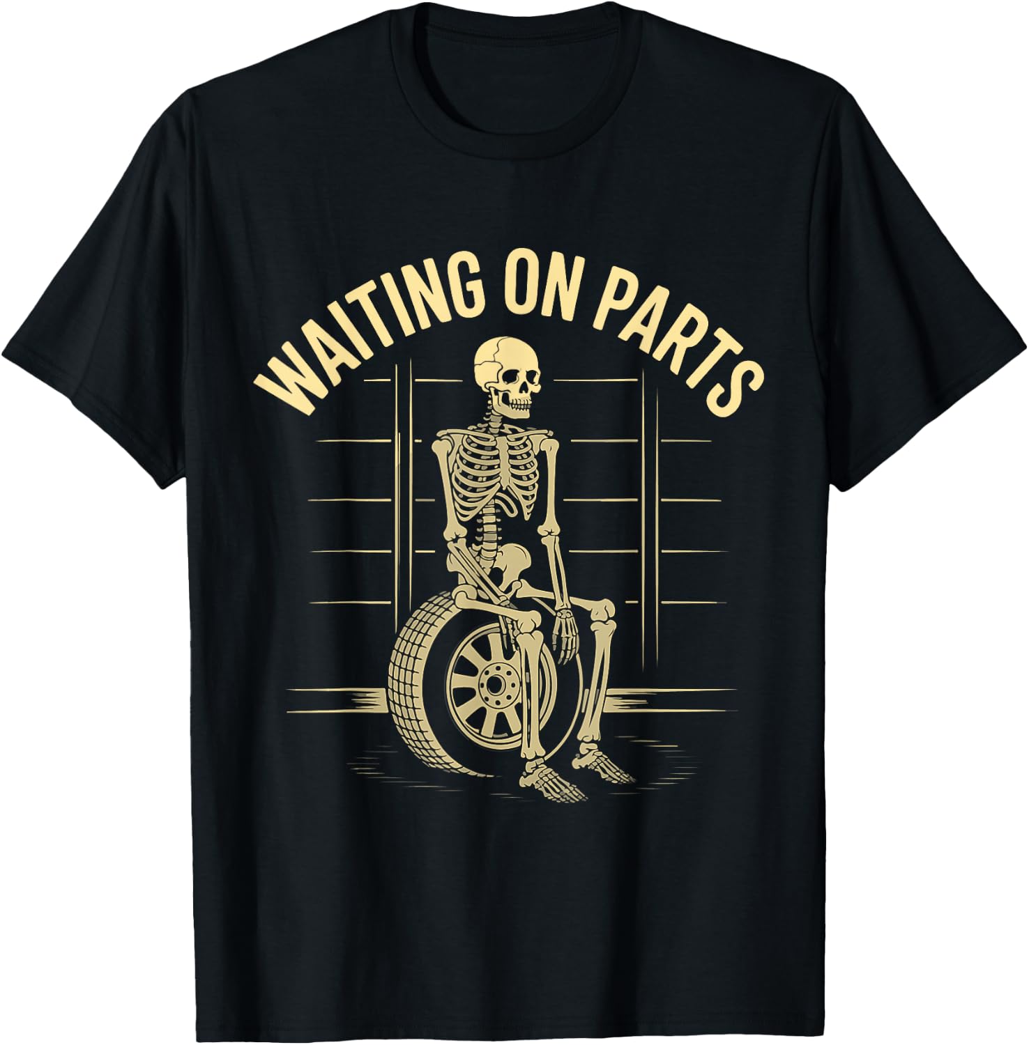 Funny Waiting On Parts Mechanic Skeleton Auto Repair Life T-Shirt - T-Shirt | Black