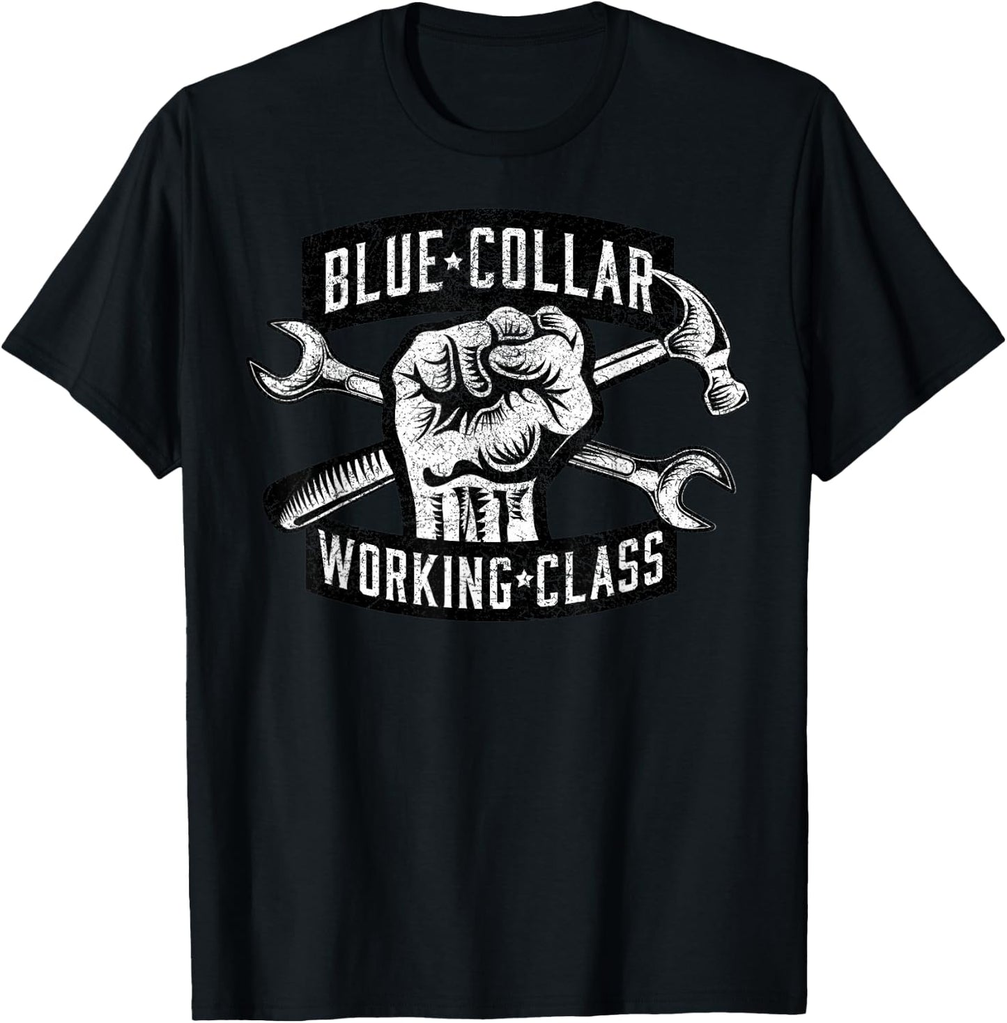 Blue Collar Working Class Dirty Hands Mechanic Tools T-Shirt - T-Shirt | Black