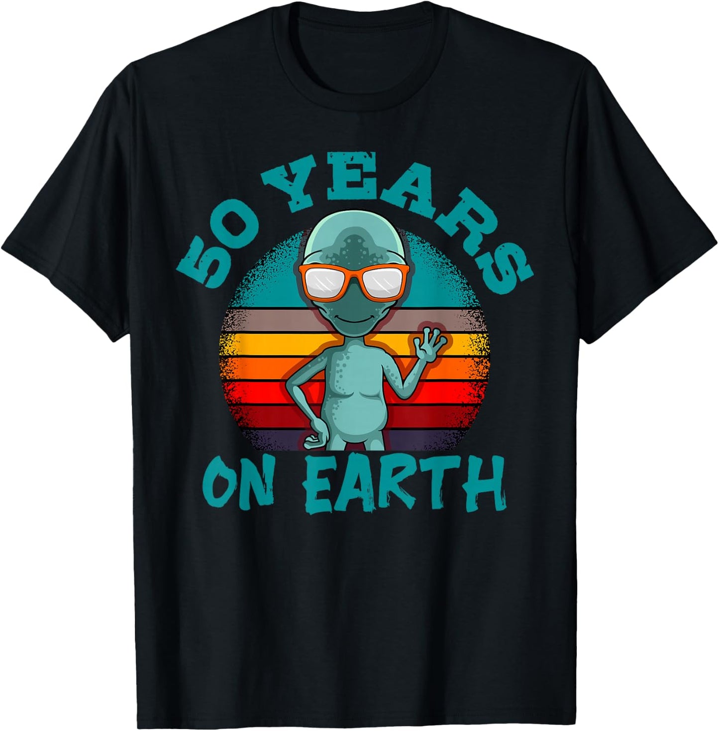 Alien 50th Birthday Party UFO Space Galaxy Traveler Cosmos T-Shirt - T-Shirt | Black