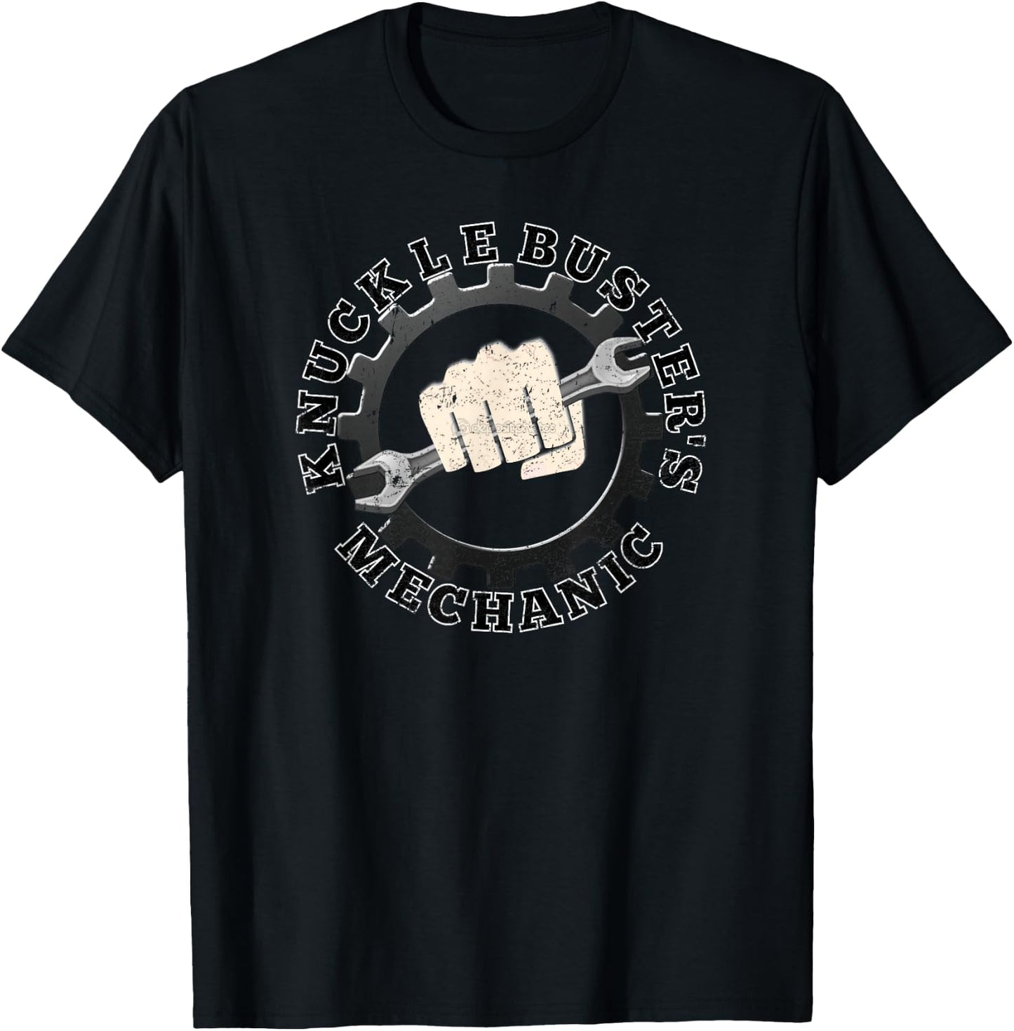 Knuckle Buster's Mechanic Distressed Graphics T-Shirt - T-Shirt | Black