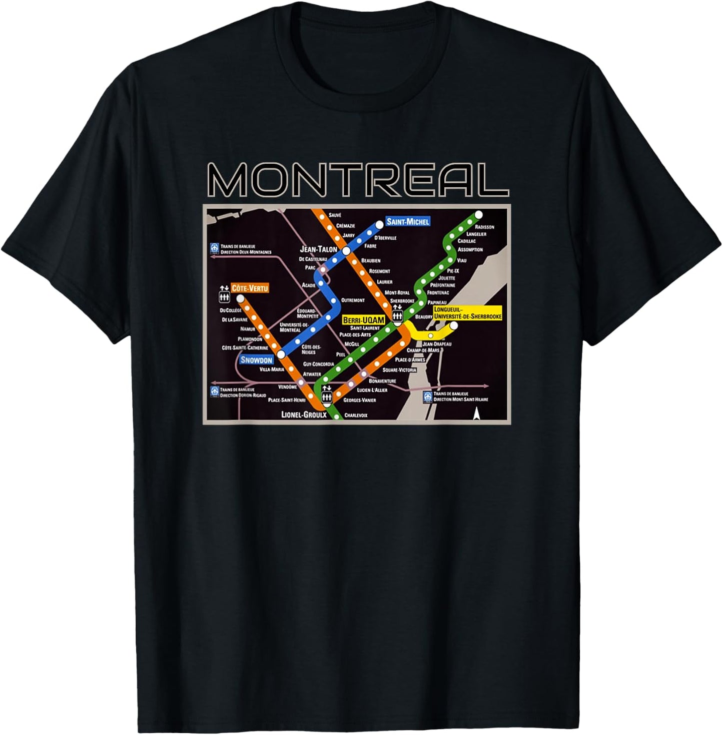 Montreal Transit Metro Art Canadian Heritage Love Canada Map T-Shirt - T-Shirt | Black