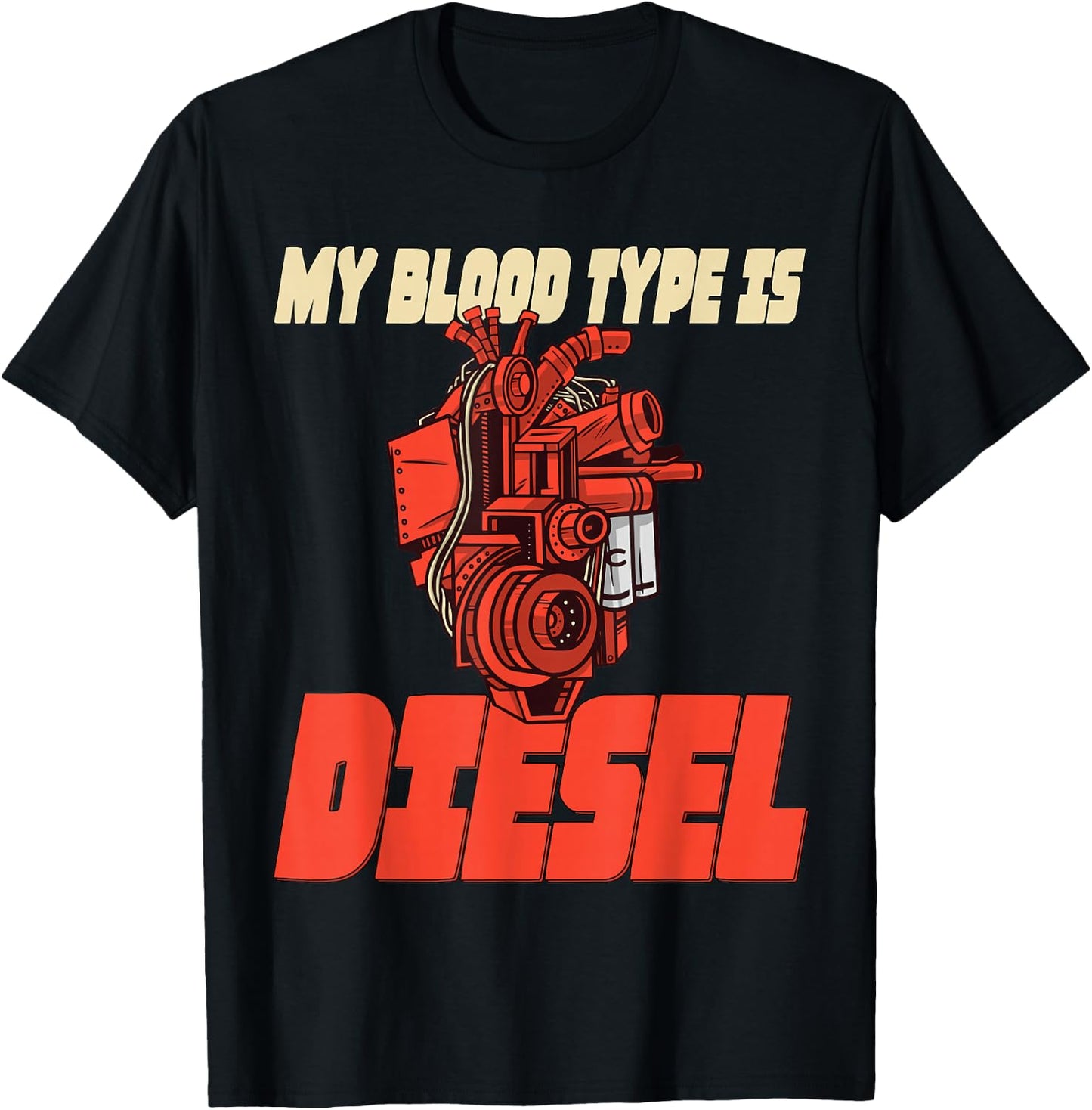 Mechanic Car Freak Blood Type Diesel T-Shirt - T-Shirt | Black