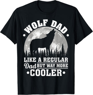 Wolf Dad Like A Regular Dad Funny Wolf Father's Day T-Shirt - T-Shirt | Black