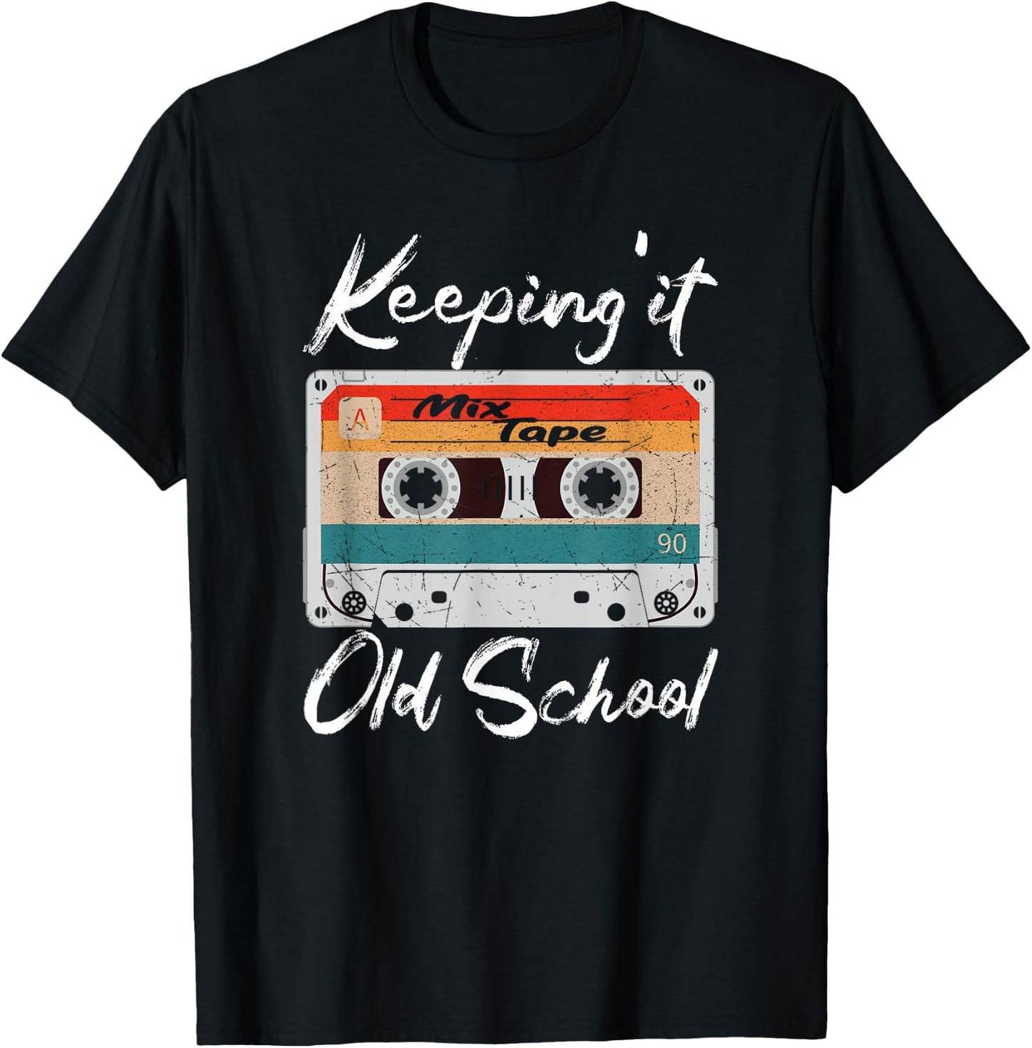 Keeping it Old School 80s 90s Retro Vintage Cassette Tape T-Shirt - T-Shirt | Black