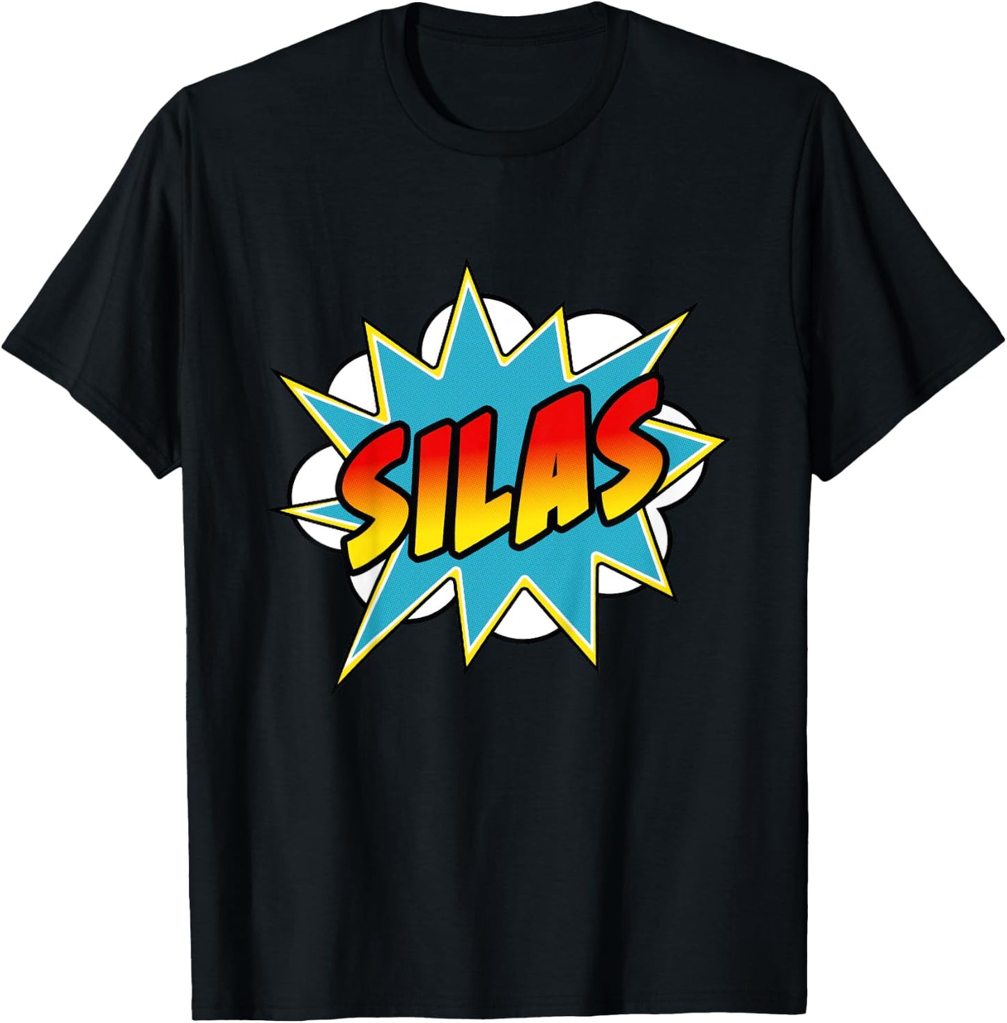 Kids Boys Silas Name Comic Book Superhero T-Shirt - T-Shirt | Black
