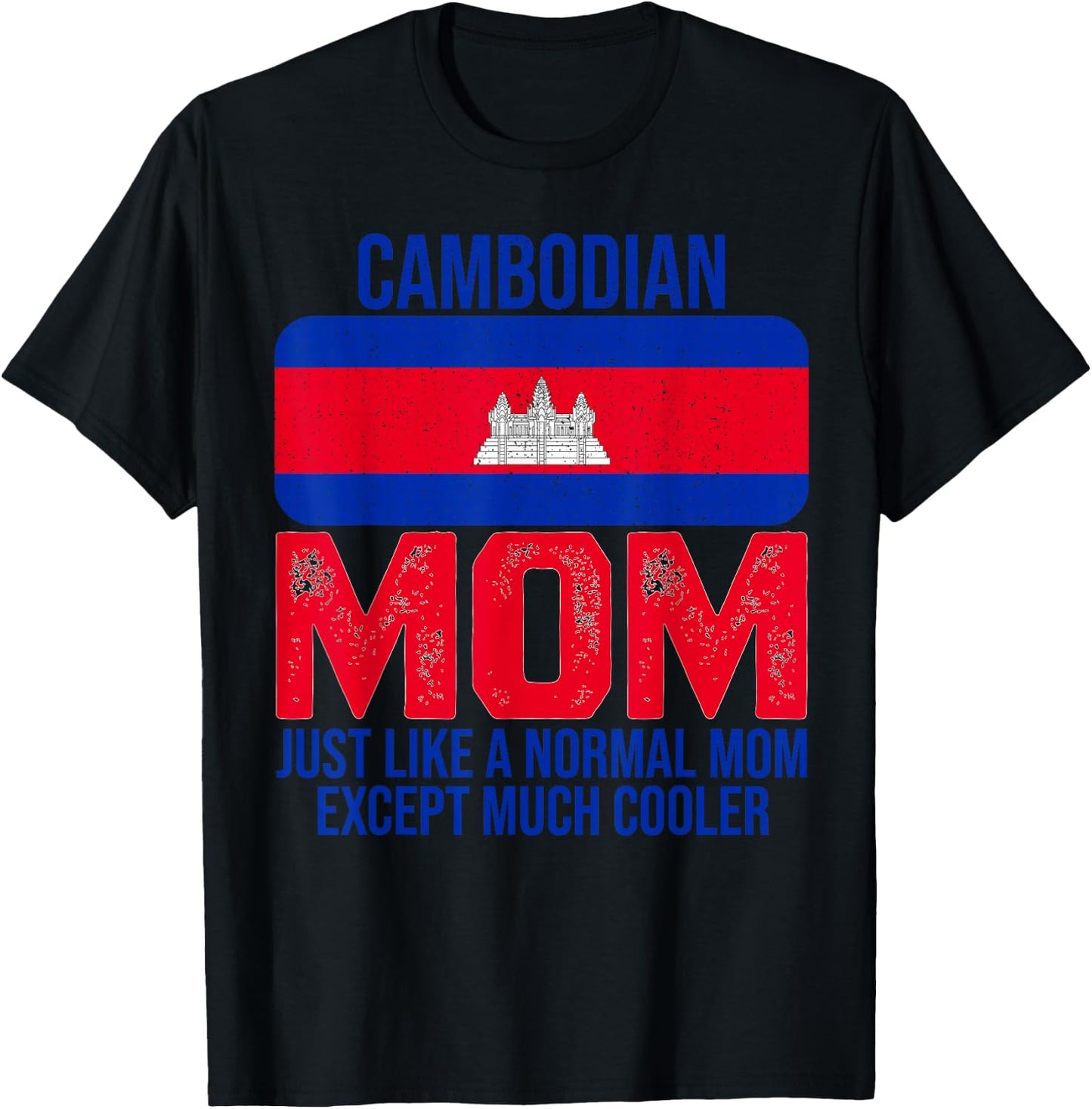 Vintage Cambodian Mom Cambodia Flag for Mother's Day T-Shirt - T-Shirt | Black