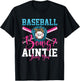 Baseball Or Bows Auntie Loves You Gender Reveal T-Shirt - T-Shirt | Black