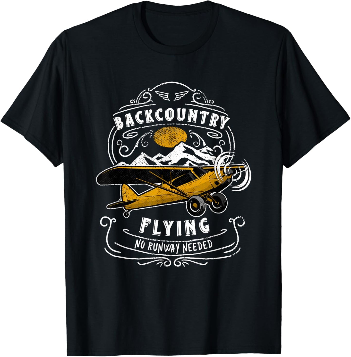 STOL Bush Plane Backcountry Flying Vintage T-Shirt - T-Shirt | Black