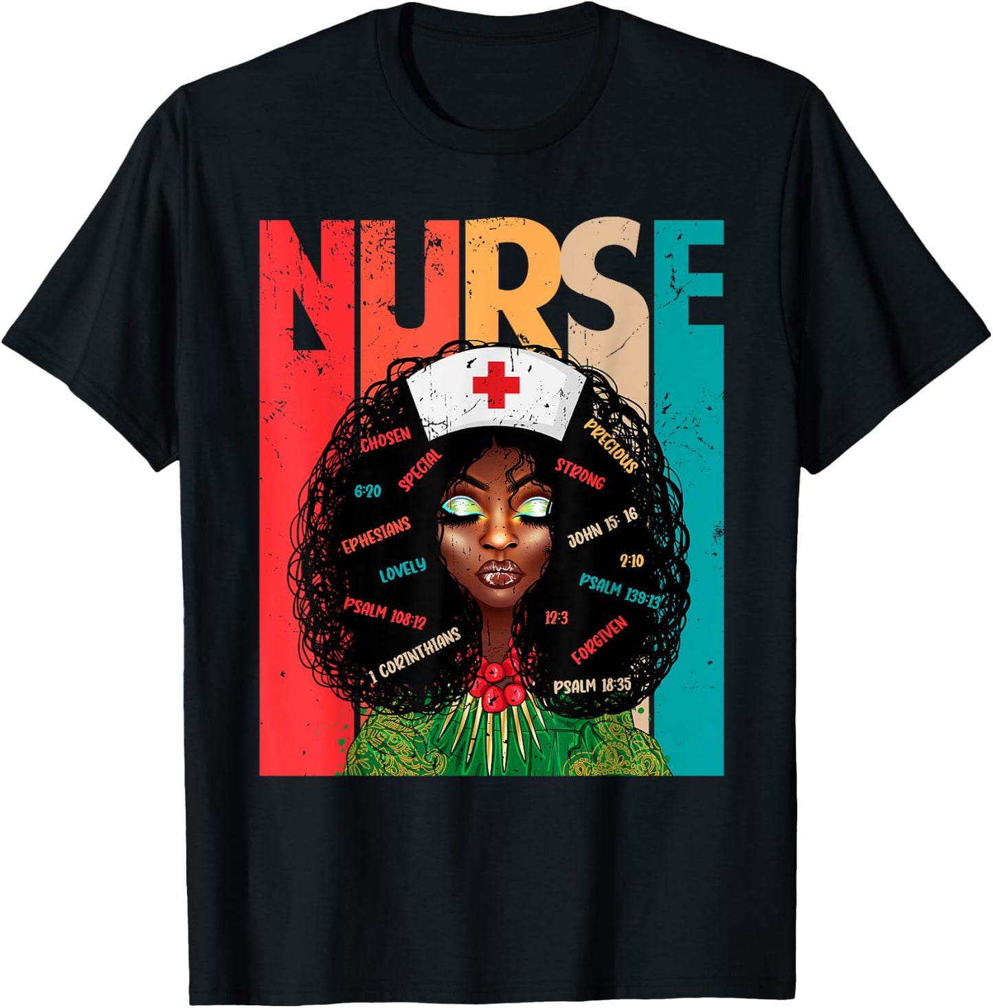 Retro Vintage Style Black Nurse Afro American Melanin Nurse T-Shirt - T-Shirt | Black