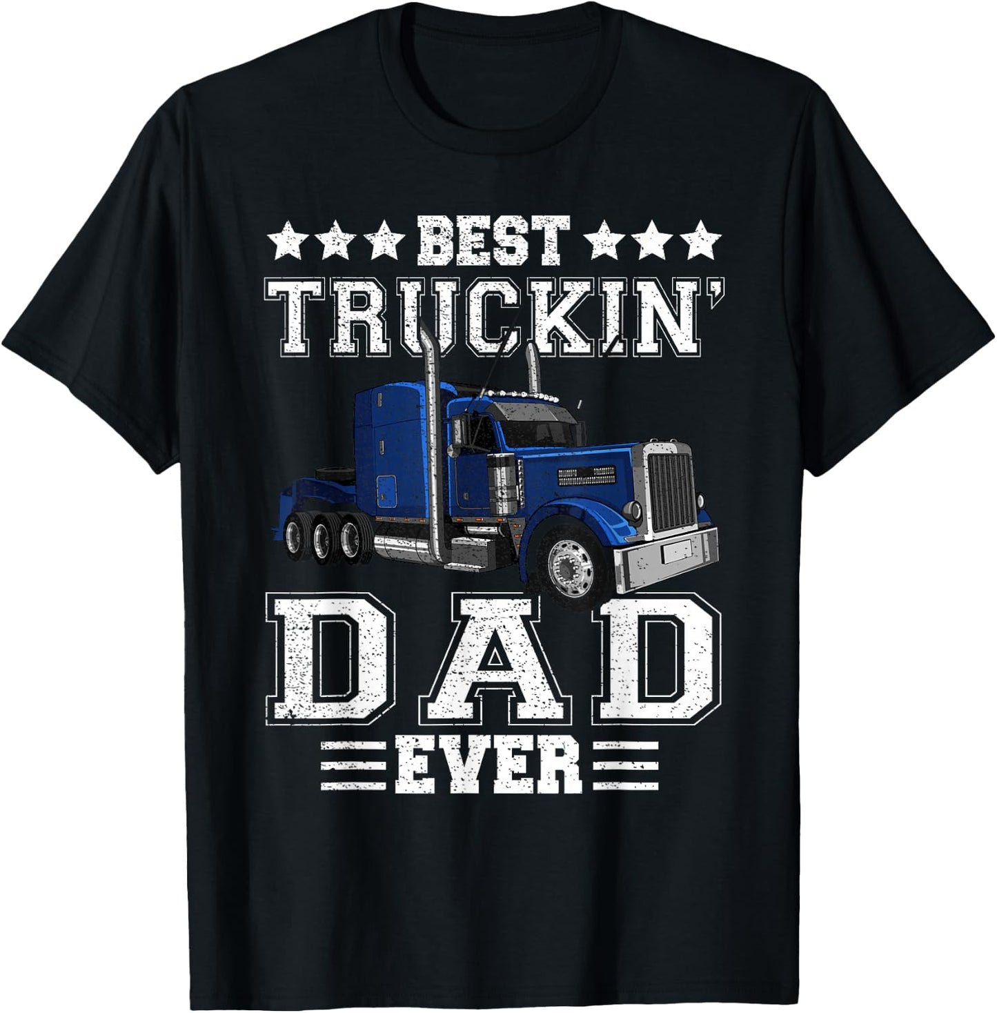 Retro Best Truckin' Dad Ever Driver Trucker Father's Day Men T-Shirt - T-Shirt | Black