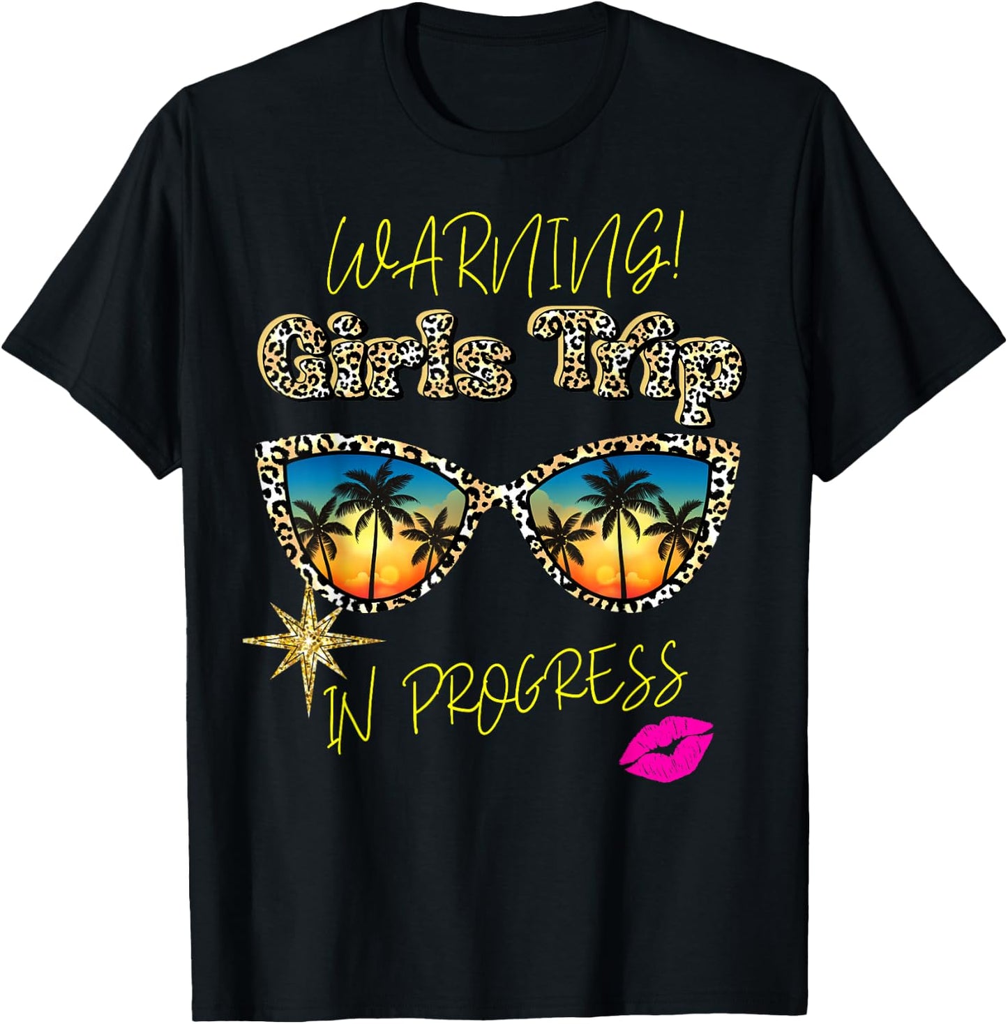 Girls Weekend, Vacation Squad Warning Girls Trip In Progress T-Shirt - T-Shirt | Black