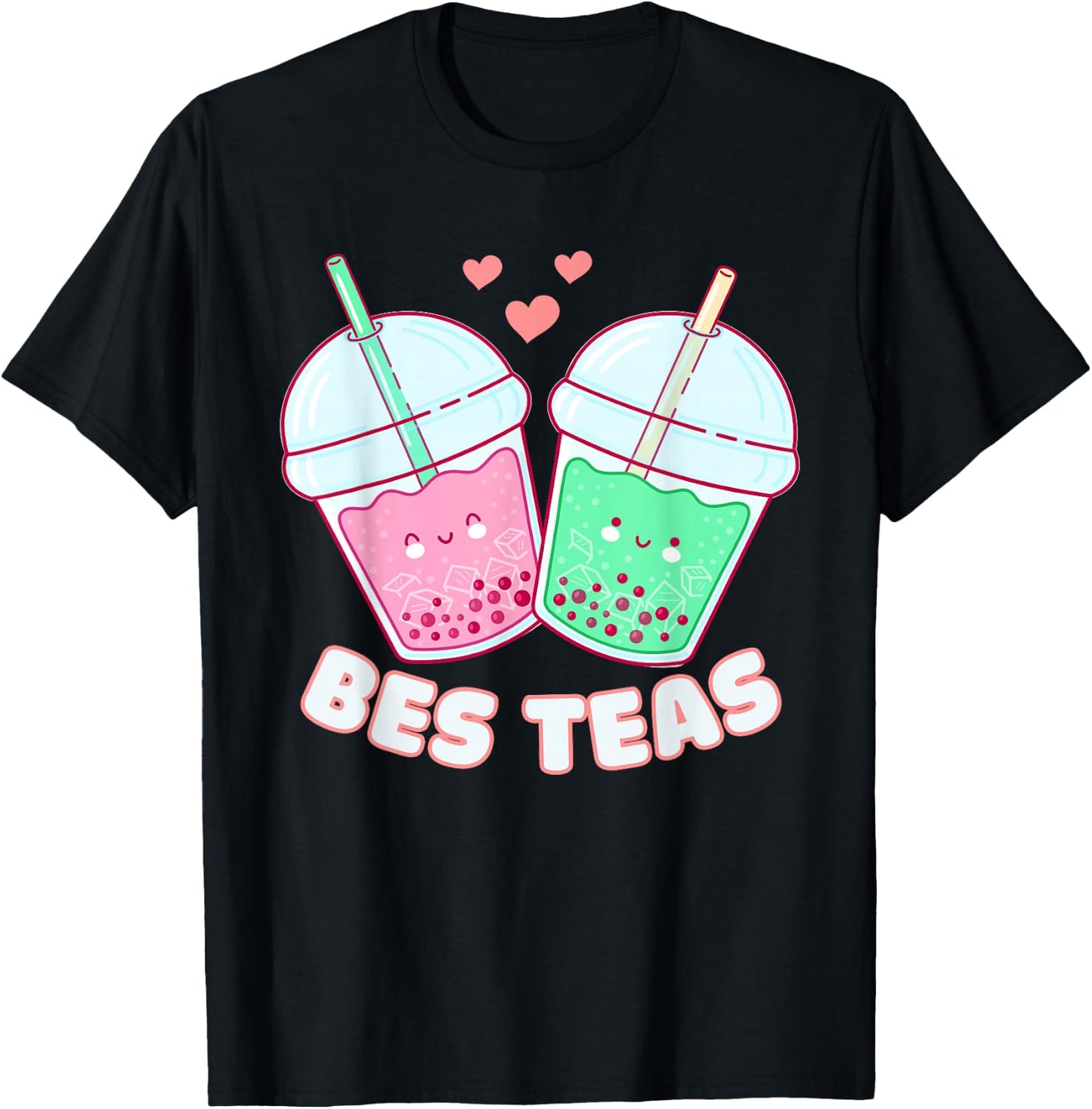 Bes Teas Cute Bestie Bubble Tea Boba Best Friends T-Shirt - T-Shirt | Black