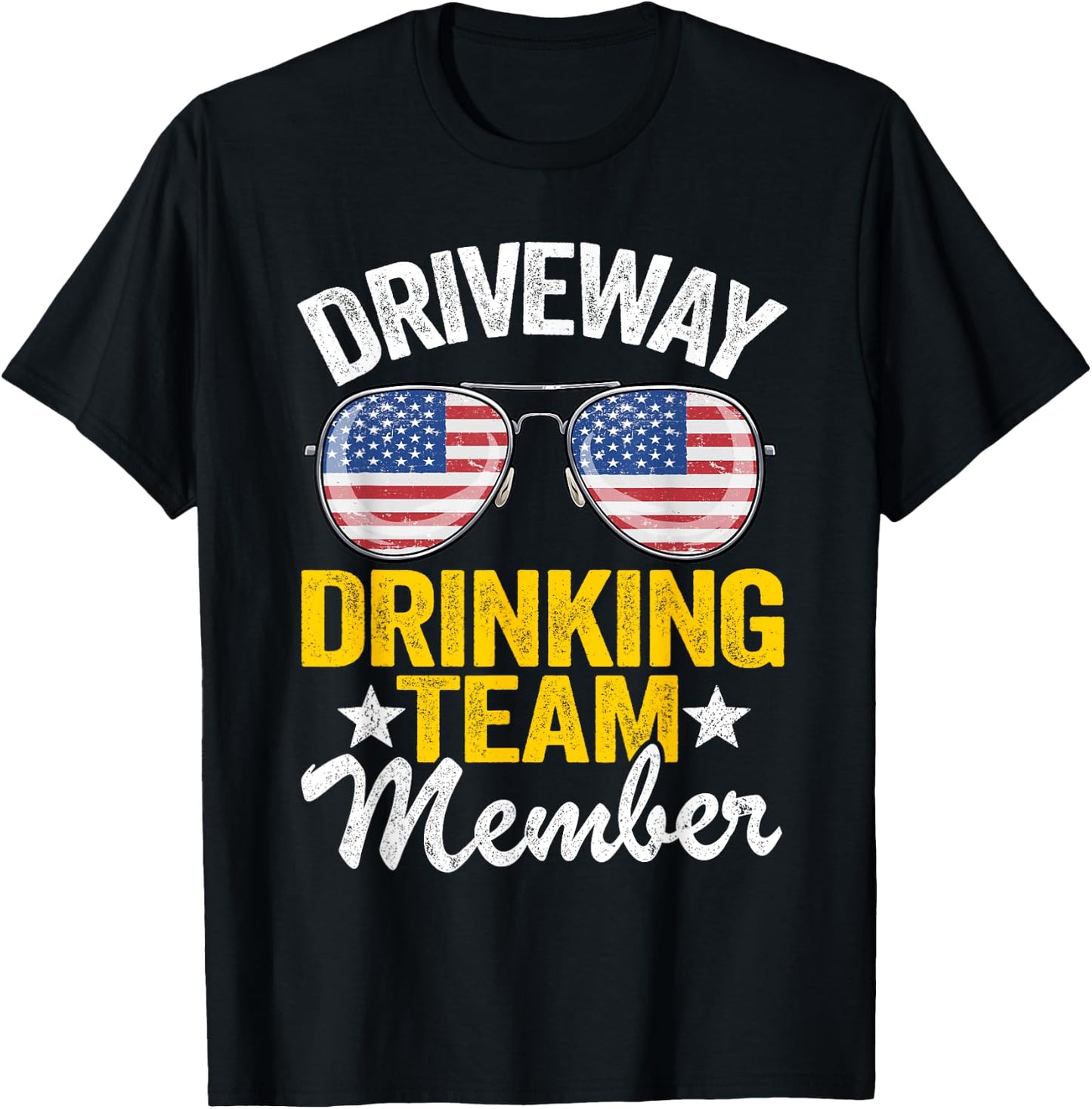 Beer Driveway Drinker US Flag Driveway Drinking Team Member T-Shirt - T-Shirt | Black