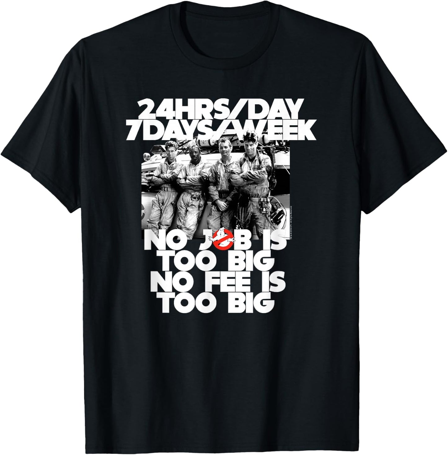 Ghostbusters No Job, No Fee is Too Big Funny Retro Movie T-Shirt - T-Shirt | Black