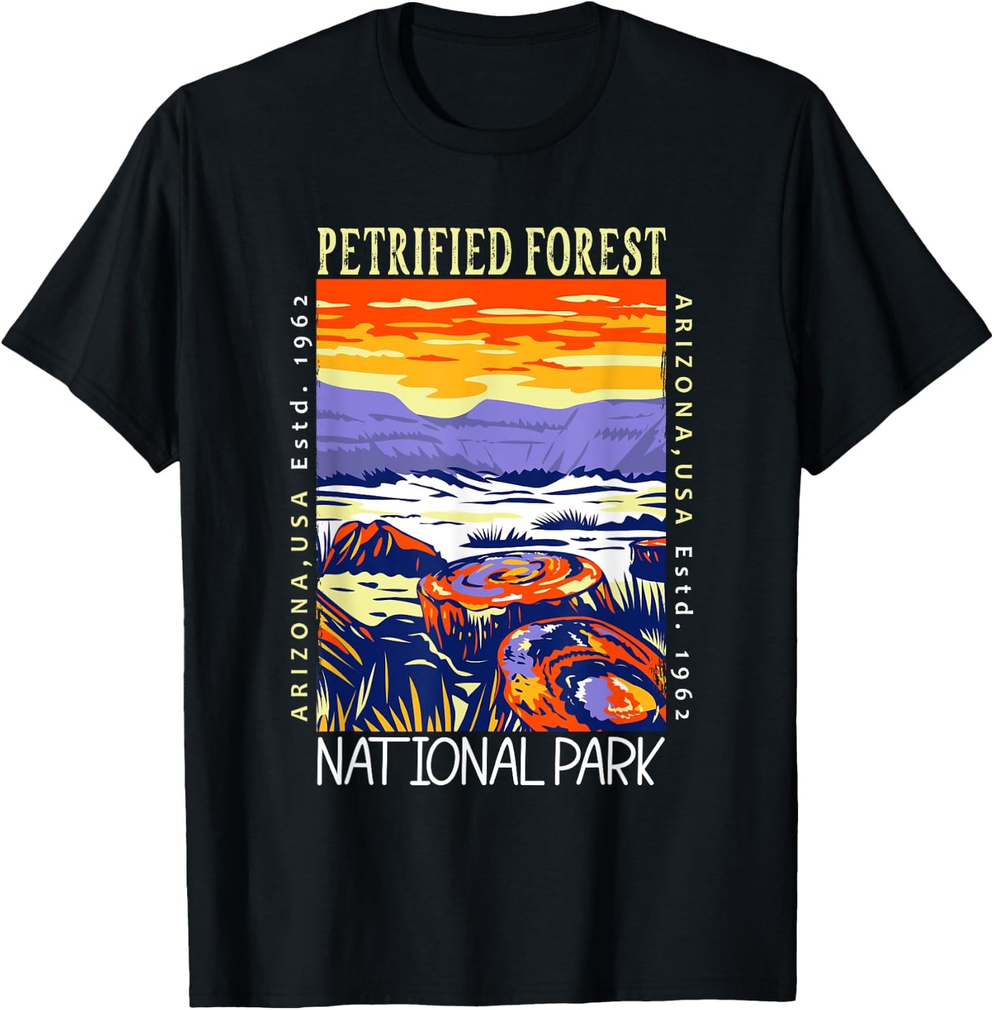 Petrified Forest National Park Arizona Distressed Vintage T-Shirt - T-Shirt | Black