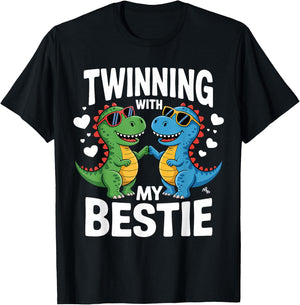 Twinning With My Bestie Twins Friends Twin Matching T-Shirt - T-Shirt | Black