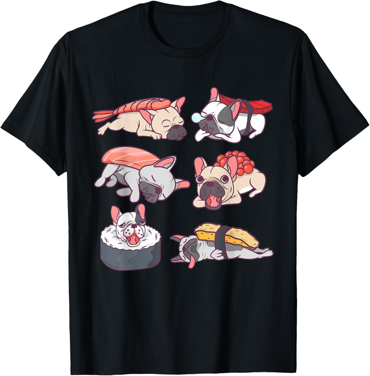 Funny French Bulldog Japan Sushi Lover Gift Men Women Kids T-Shirt - T-Shirt | Black