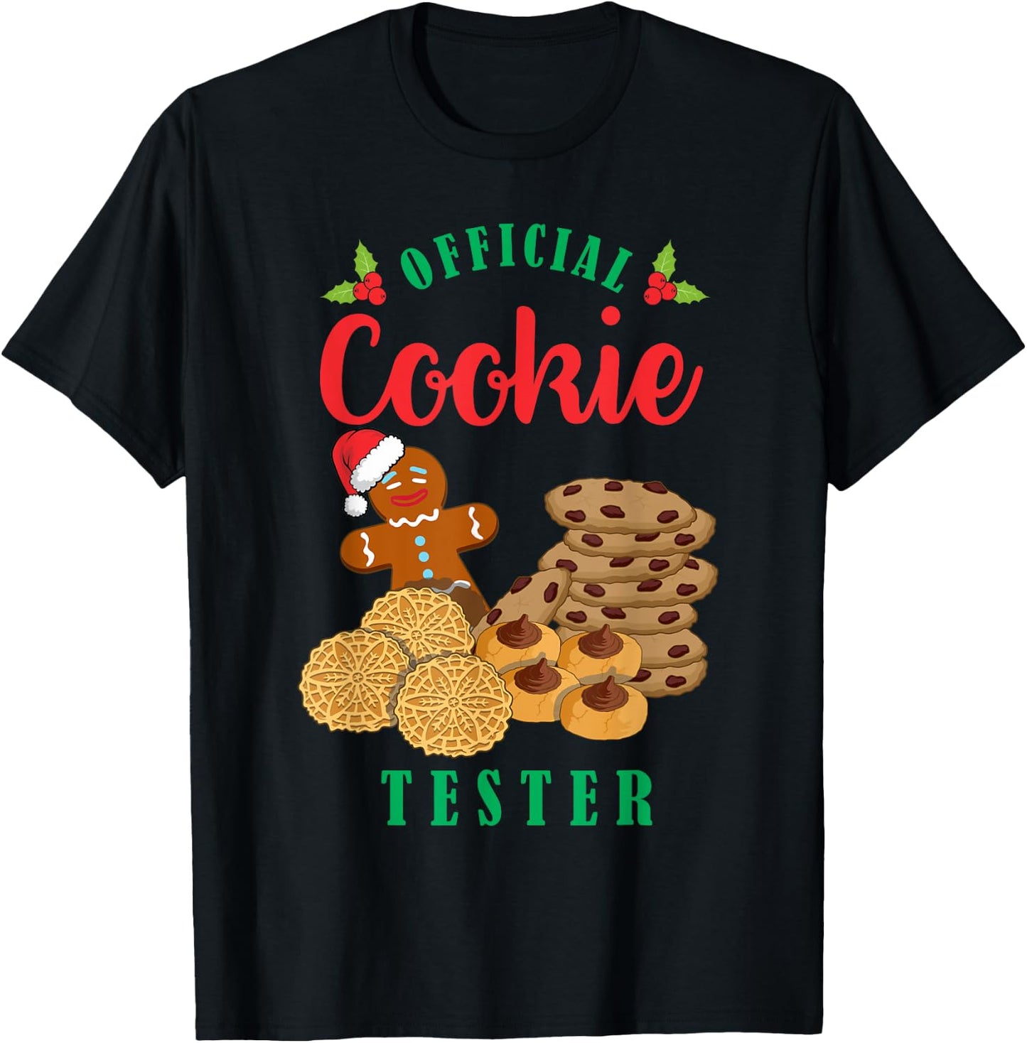 Official Cookie Taster Christmas Cookies Exchange Baker Gift T-Shirt - T-Shirt | Black
