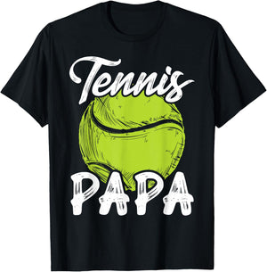 Tennis Papa Men Family Matching Set Tennis Ball Player Dad T-Shirt - T-Shirt | Black