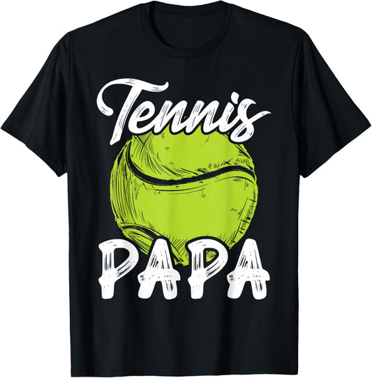 Tennis Papa Men Family Matching Set Tennis Ball Player Dad T-Shirt - T-Shirt | Black