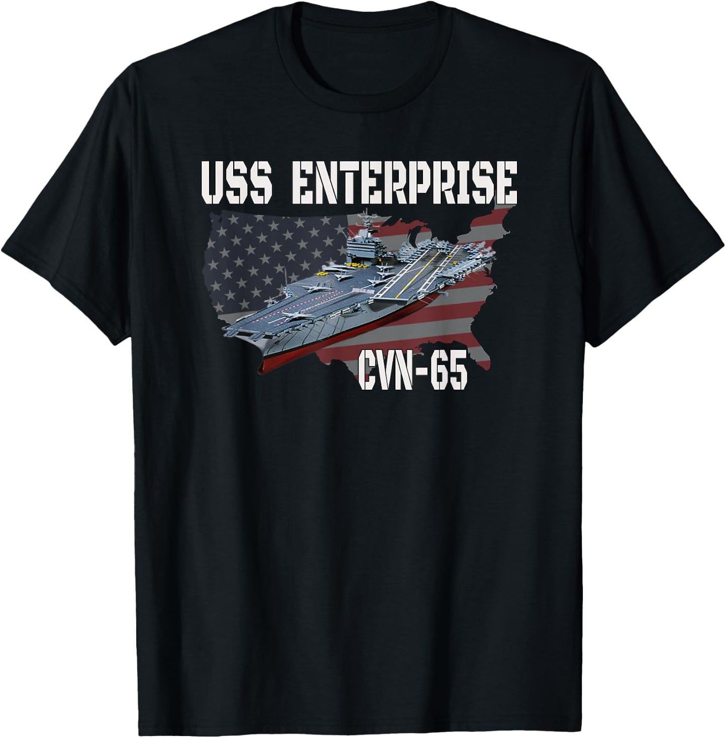 USS Enterprise CVN-65 Aircraft Carrier Veterans Day T-Shirt - T-Shirt | Black