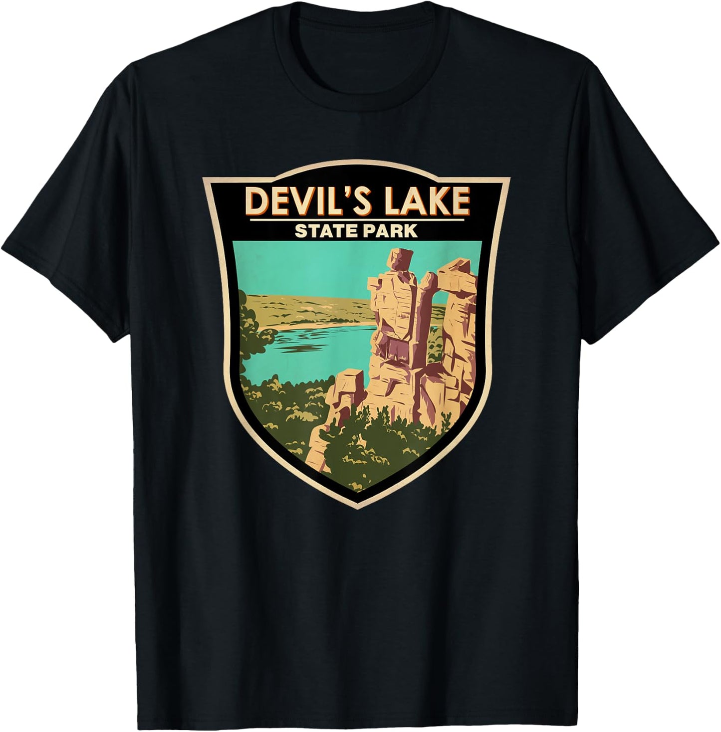 Devil's Lake State Park Wisconsin Devils Doorway Vintage T-Shirt - T-Shirt | Black
