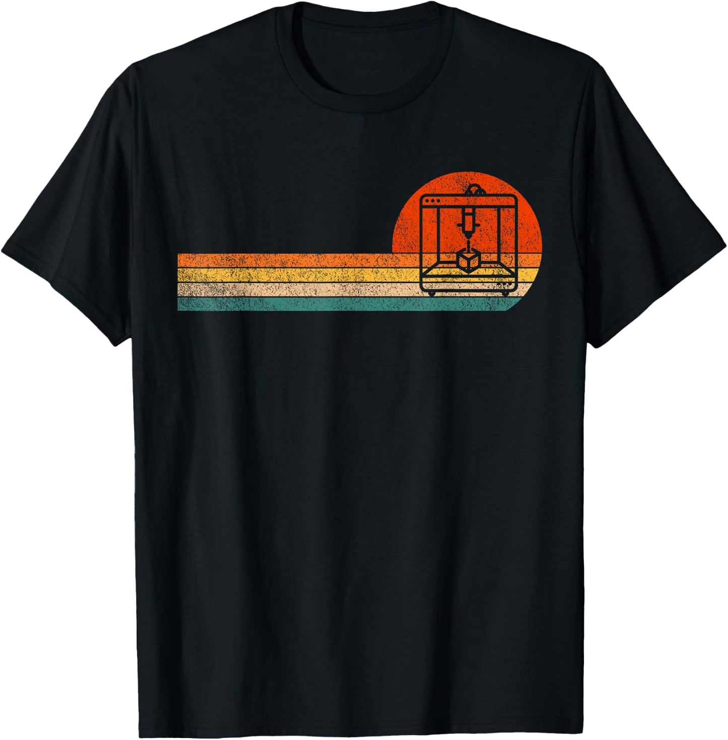 Funny 3D Printing 3D Printer Retro Vintage T-Shirt - T-Shirt | Black