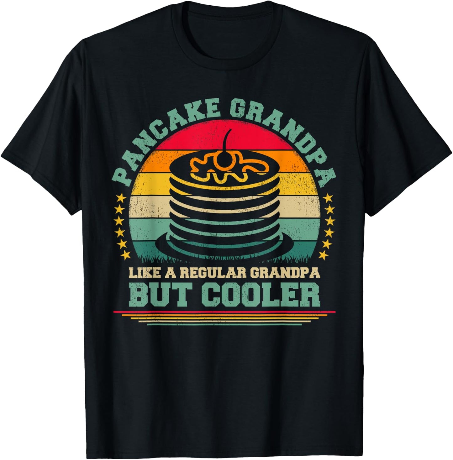 Pancake Lover Funny Vintage Pancake Grandpa Father's Day T-Shirt - T-Shirt | Black