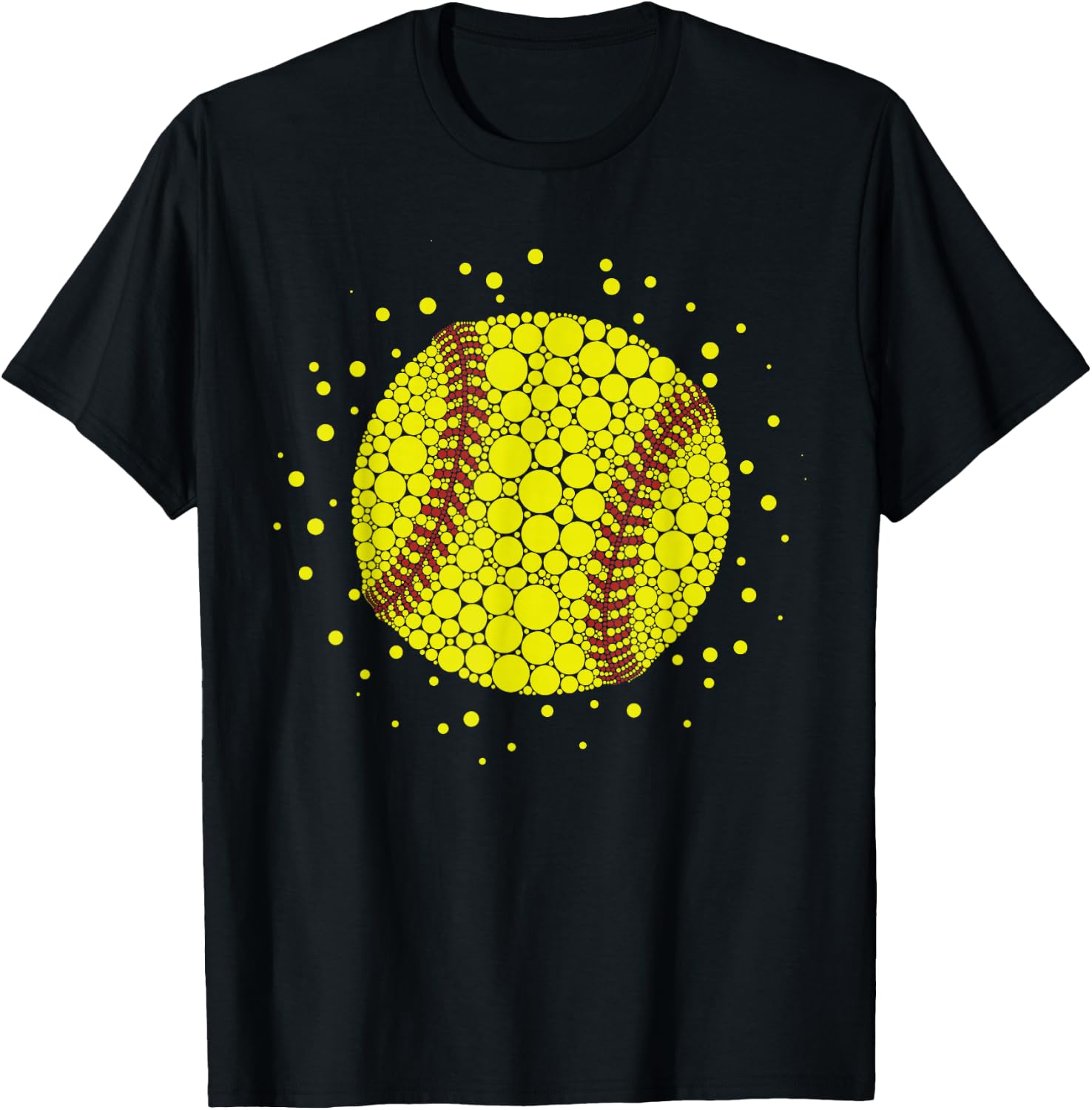 Cute Softball Polka Dot Art Student Happy Dot Day Girls Boys T-Shirt - T-Shirt | Black