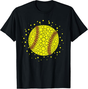 Cute Softball Polka Dot Art Student Happy Dot Day Girls Boys T-Shirt - T-Shirt | Black
