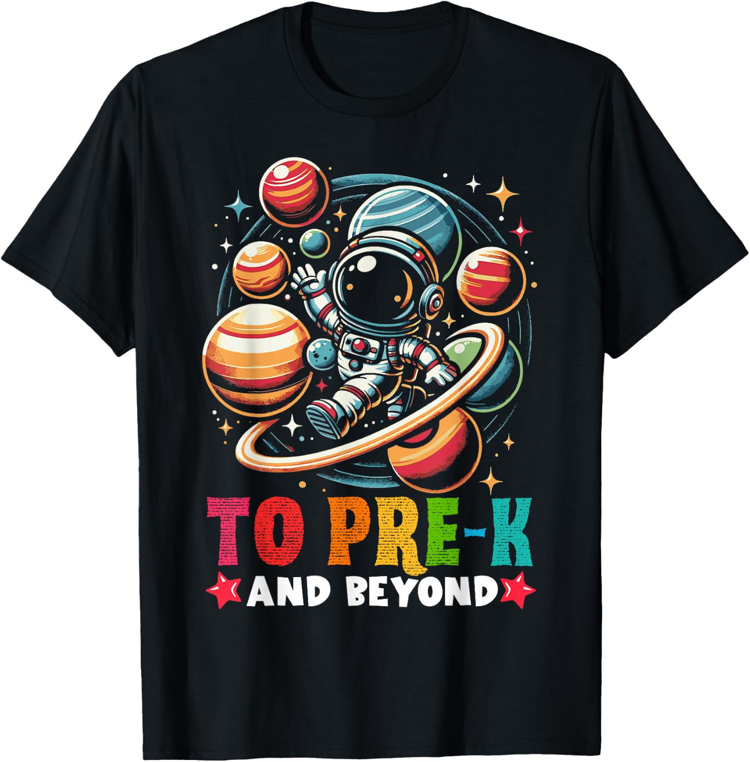 First day Boys Welcome back to School Pre-k Astronaut Space T-Shirt - T-Shirt | Black