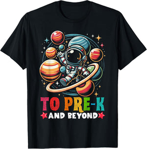 First day Boys Welcome back to School Pre-k Astronaut Space T-Shirt - T-Shirt | Black