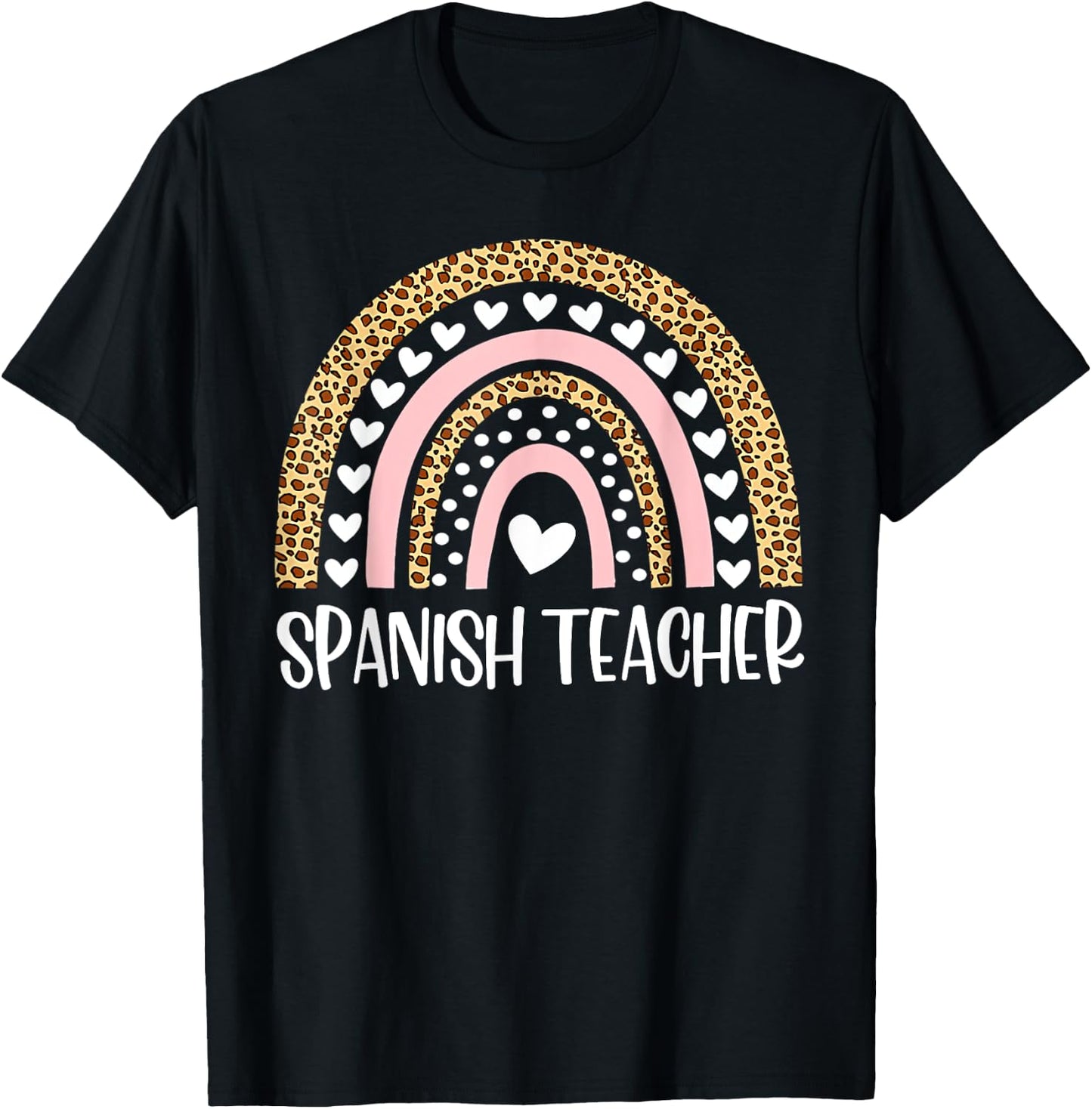 Spanish teacher leopard rainbow T-Shirt - T-Shirt | Black