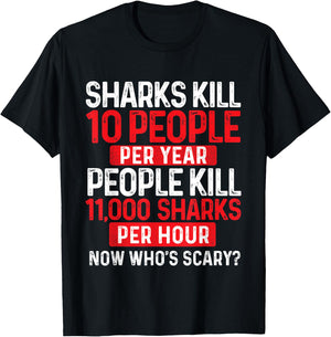 Now Who's Scary - Shark Lover Ocean Wildlife Protection T-Shirt - T-Shirt | Black