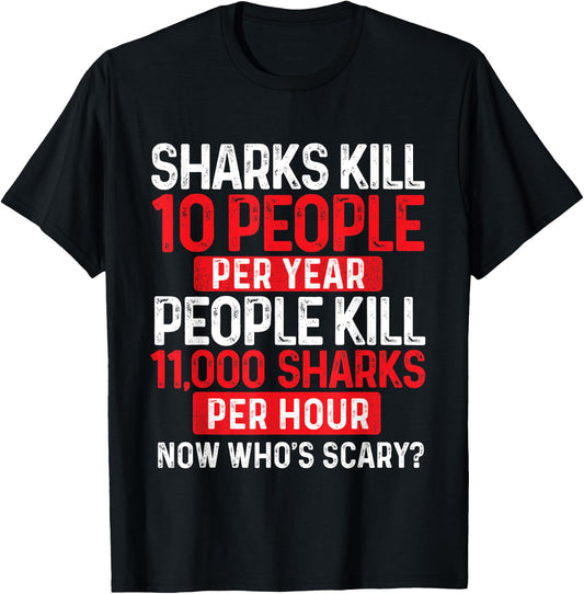 Now Who's Scary - Shark Lover Ocean Wildlife Protection T-Shirt - T-Shirt | Black