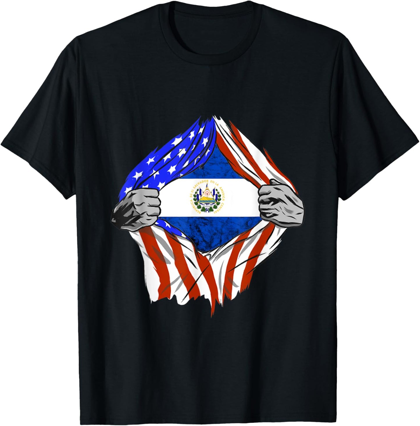 EL Salvador Chest Salvadorean Flag El Salvador Flag T-Shirt - T-Shirt | Black